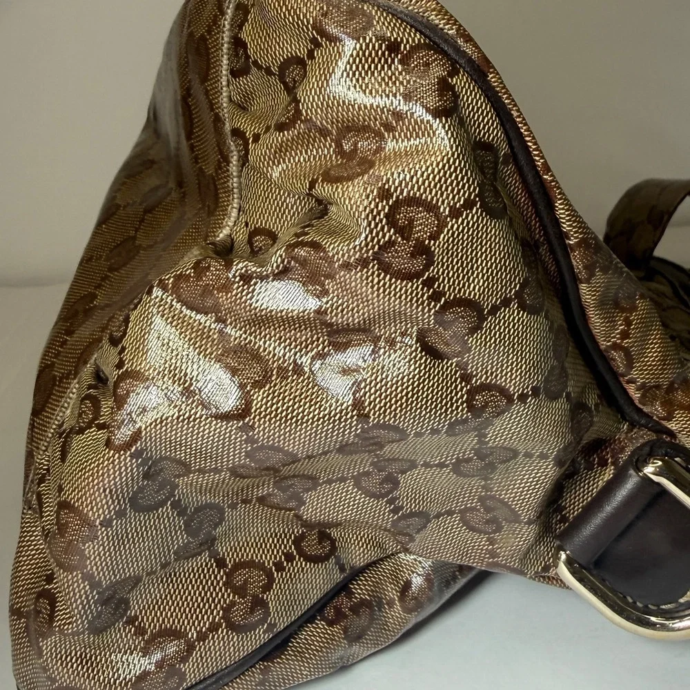 Gucci Beige/Brown GG Crystal Canvas Large Hysteria Hobo - Picture 11 of 14